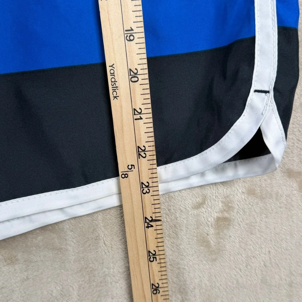 American Eagle Men‎ 38 Striped Board Shorts Colorblock Blk Blue Brown White Swim